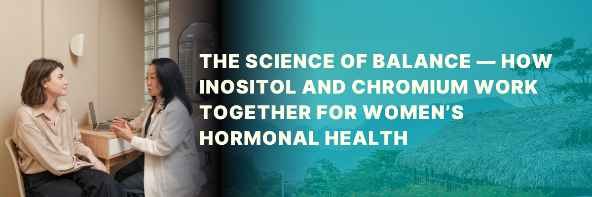 The Science of Balance — How Inositol and Chromium Work Together for Women’s Hormonal Health.Two womens talking  in a room about hormone support