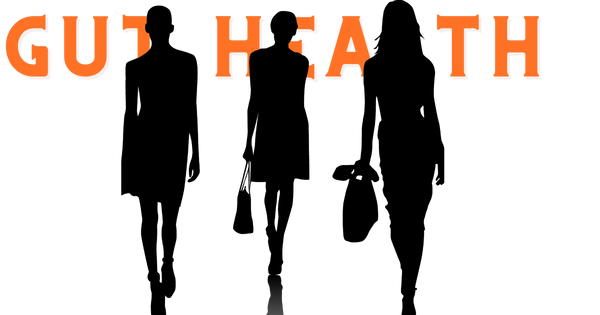 Gut Health   text with the happy womens  doing business