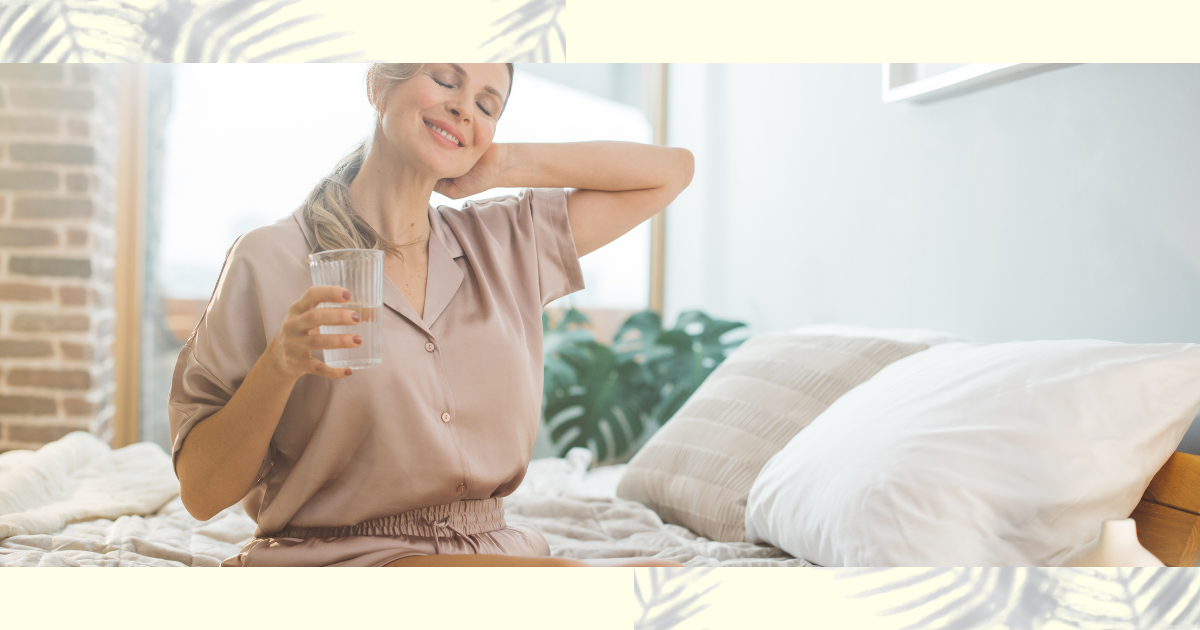 Woman touching her face with clear skin – illustrating hormonal balance and skincare link