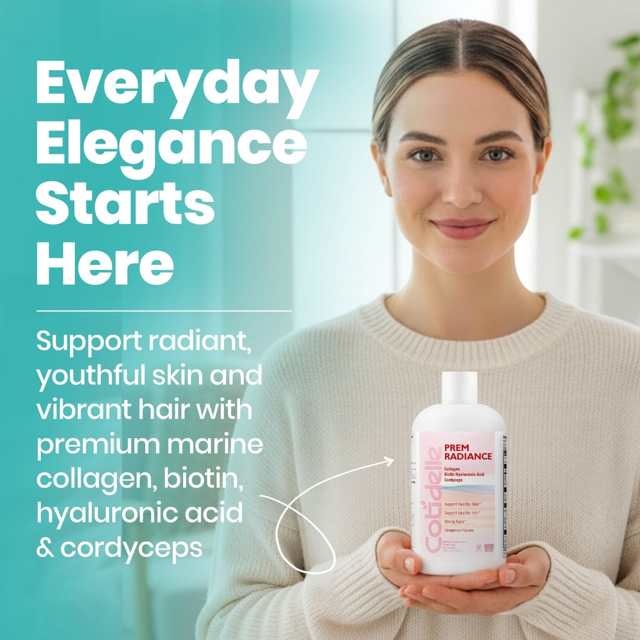 Prem Radiance A Liquid Dietary Supplement to Support Healthy Skin with Marine Collagen,Biotin ,Hyaluronic Acid and Cordycepts